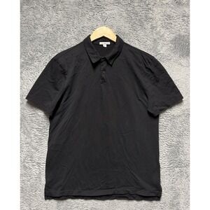 James Perse Polo Shirt Mens 2 Black 100% Supima Cotton Sueded Jersey Made In USA